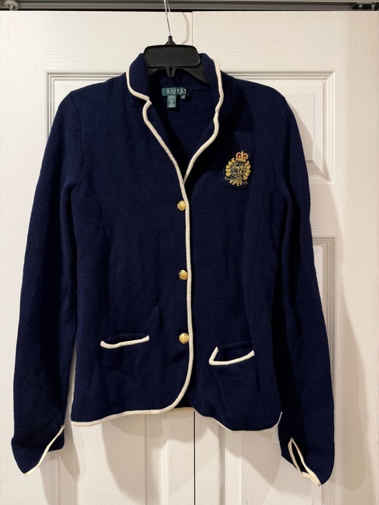 Lauren Ralph Lauren Jackets & Blazers - Vintage LAUREN RALPH LAUREN 100% Merino Wool Crest Cardigan